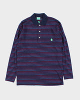 DSWT 1980s Benetton Stripe Long Sleeve Polo Shirt - M