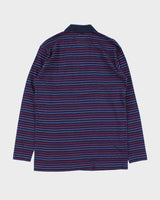 DSWT 1980s Benetton Stripe Long Sleeve Polo Shirt - M