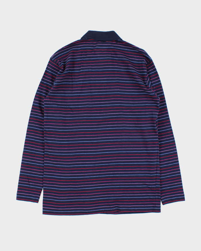 DSWT 1980s Benetton Stripe Long Sleeve Polo Shirt - M