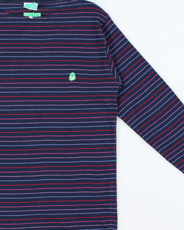 DSWT 1980s Benetton Stripe Long Sleeve T-shirt - M