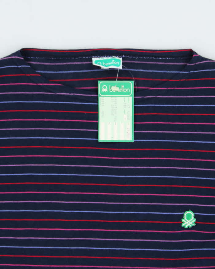 DSWT 1980s Benetton Stripe Long Sleeve T-shirt - M