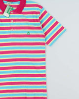 DSWT 1980s Benetton Stripe Polo Shirt - M