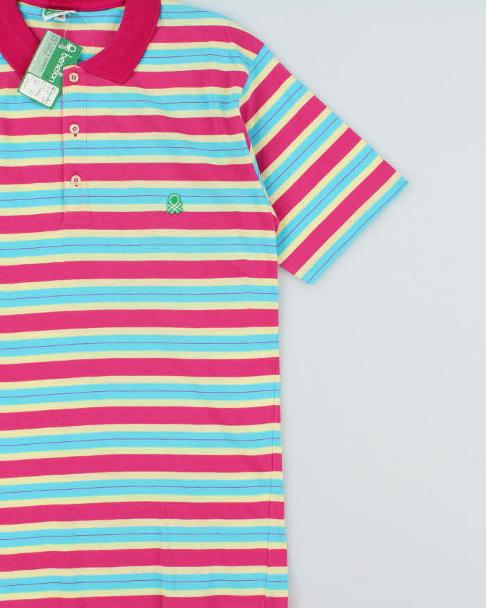 DSWT 1980s Benetton Stripe Polo Shirt - M