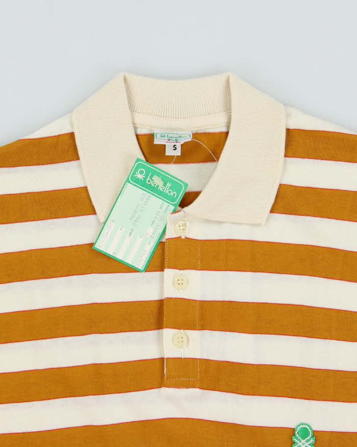 DSWT 1980s Benetton Stripe Polo Shirt - S