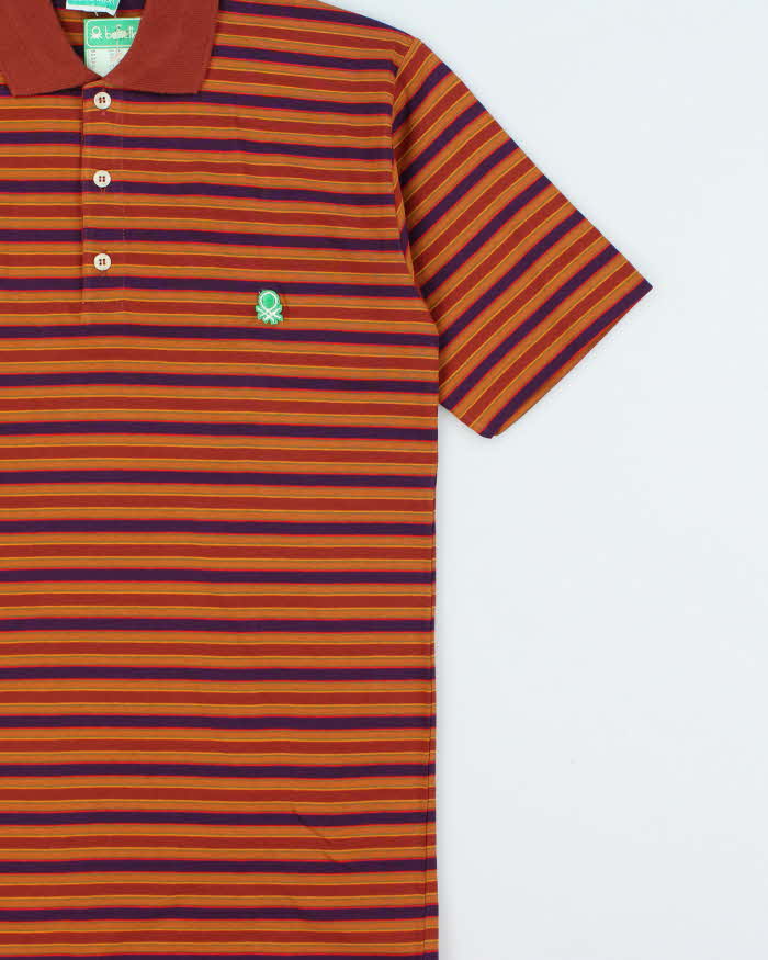 DSWT 1980s Benetton Stripe Polo Shirt - S