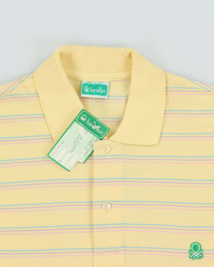 DSWT 1980s Benetton Stripe Polo Shirt - L