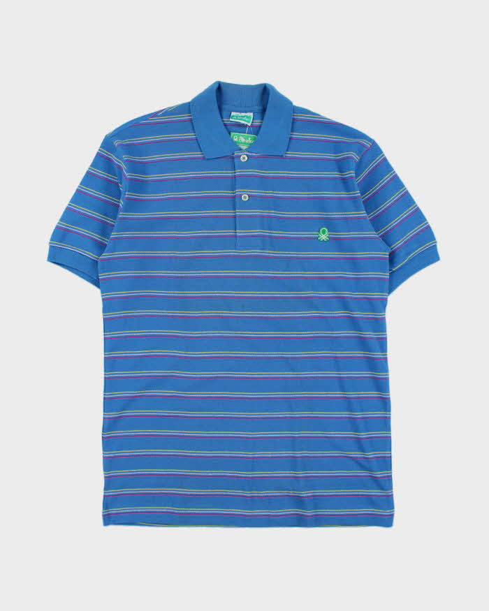 DSWT 1980s Benetton Stripe Polo Shirt - L