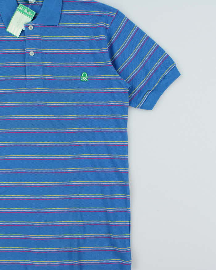 DSWT 1980s Benetton Stripe Polo Shirt - L