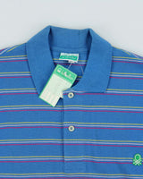 DSWT 1980s Benetton Stripe Polo Shirt - L