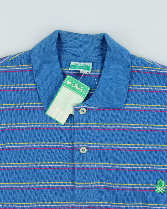 DSWT 1980s Benetton Stripe Polo Shirt - L