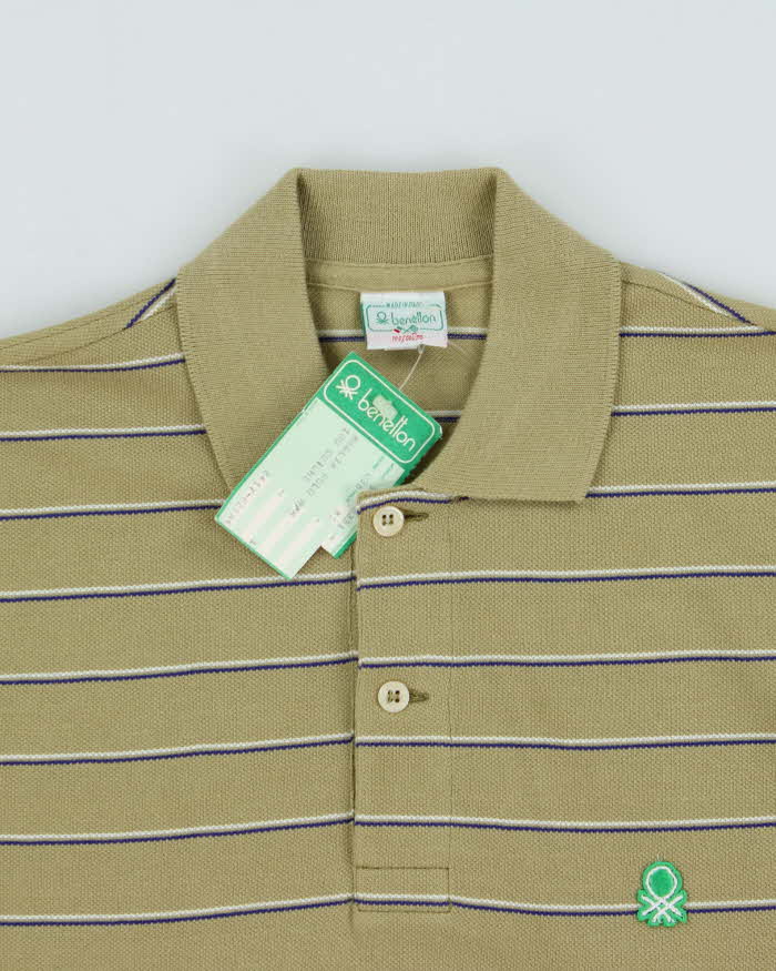 DSWT 1980s Benetton Stripe Polo Shirt - XS