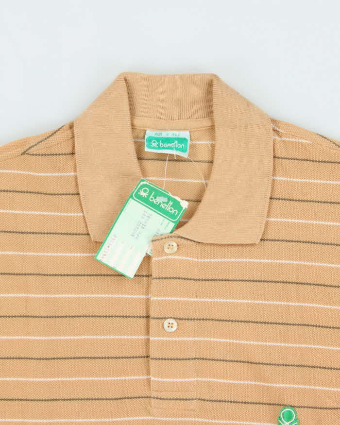 DSWT 1980s Benetton Stripe Polo Shirt - M