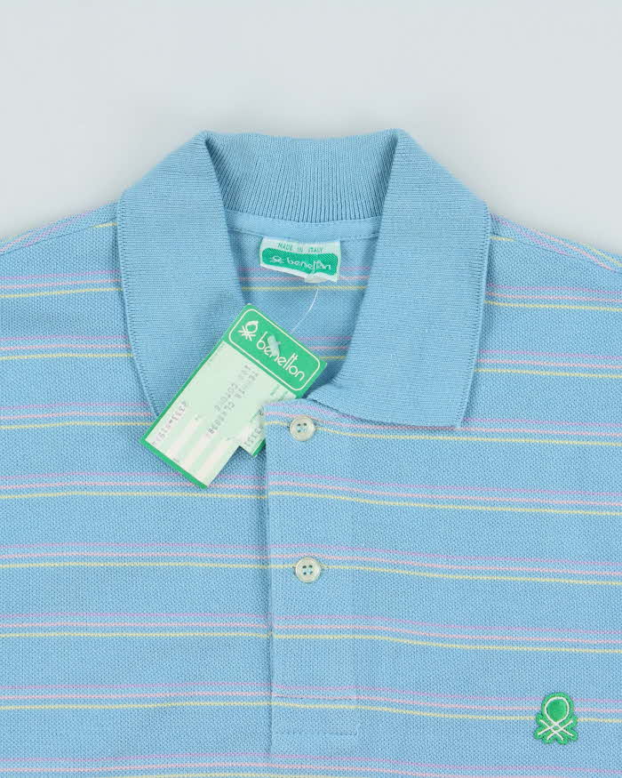 DSWT 1980s Benetton Stripe Polo Shirt - M
