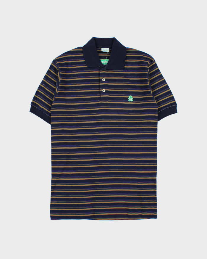 DSWT 1980s Benetton Stripe Polo Shirt - S