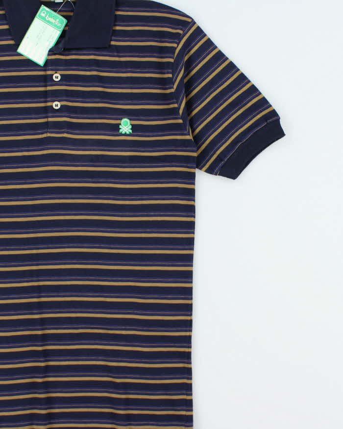 DSWT 1980s Benetton Stripe Polo Shirt - S