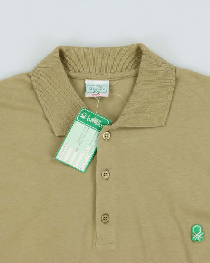 DSWT 1980s Benetton Long Sleeve Polo Shirt - L