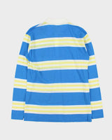 DSWT 1980s Benetton Stripe Long Sleeve Polo Shirt - M