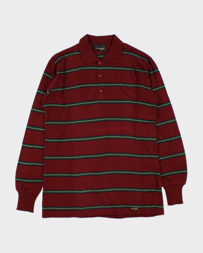 Deadstock 1970s Wrangler Stripe Long Sleeve Polo Shirt - M