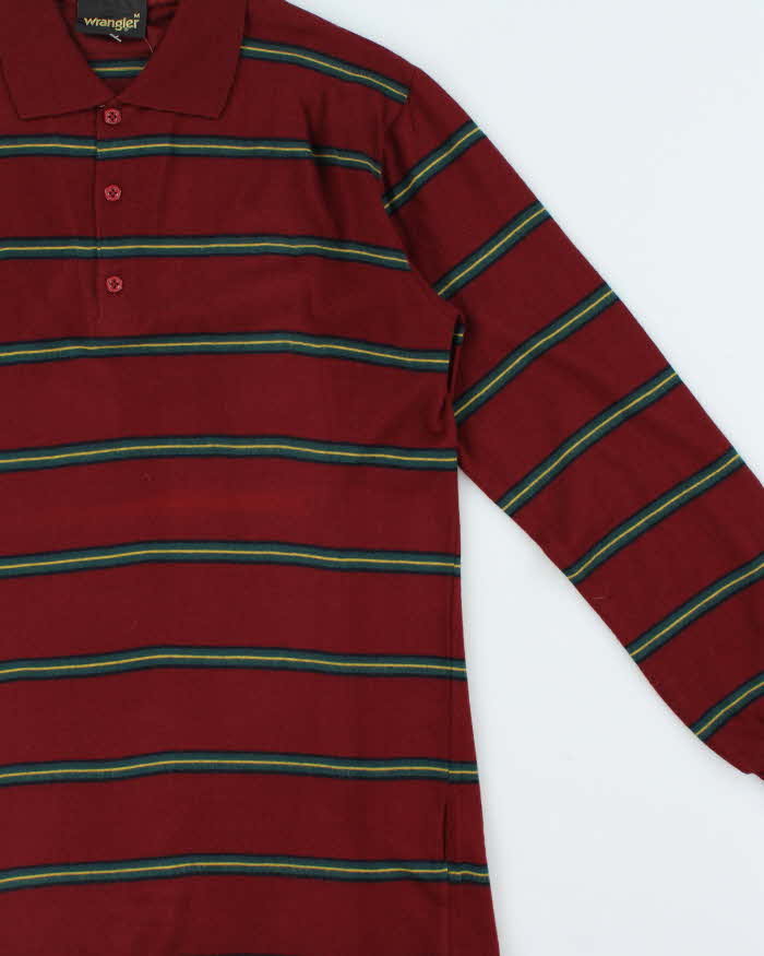 Deadstock 1970s Wrangler Stripe Long Sleeve Polo Shirt - M