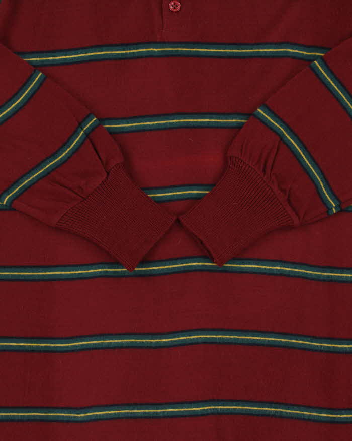 Deadstock 1970s Wrangler Stripe Long Sleeve Polo Shirt - M