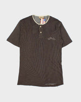 Deadstock 1980s Sisley Stripe Quarter-button T-shirt - S