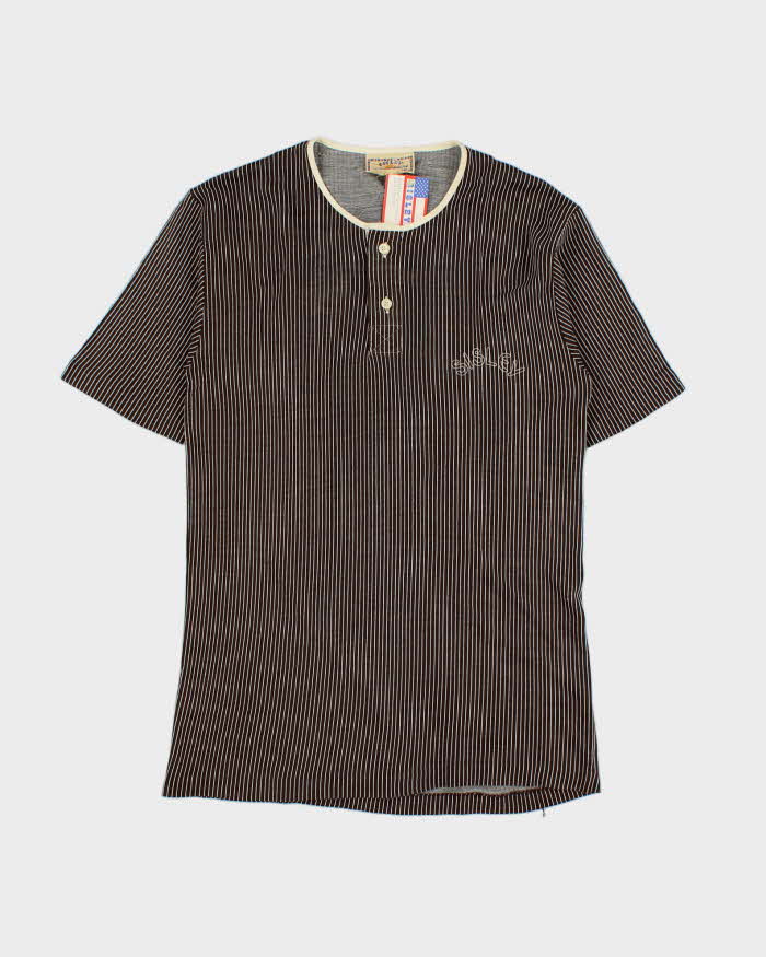 Deadstock 1980s Sisley Stripe Quarter-button T-shirt - S