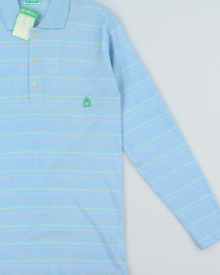 Deadstock 1980s Benetton Long Sleeve Polo Shirt - M