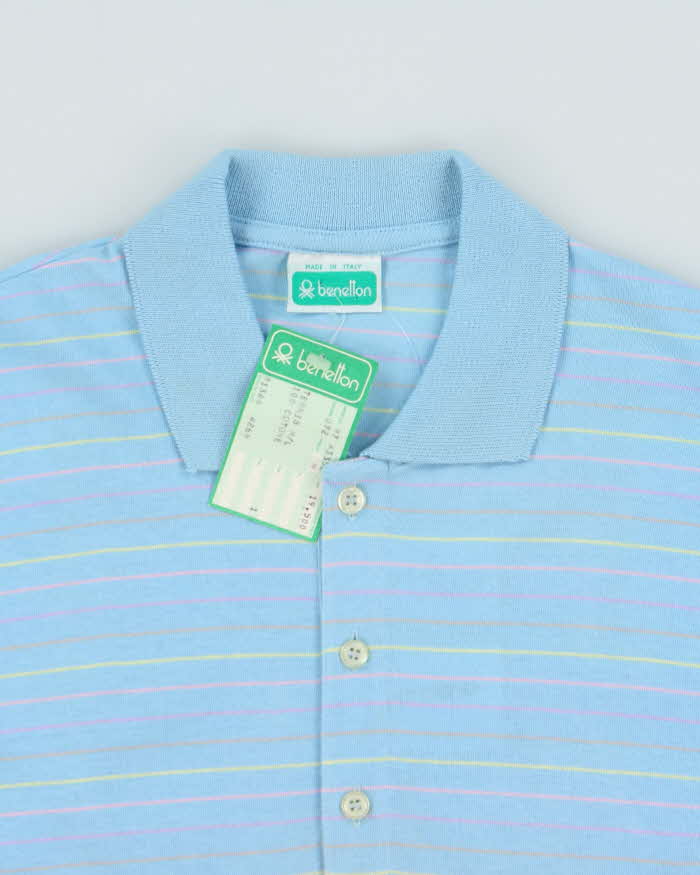 Deadstock 1980s Benetton Long Sleeve Polo Shirt - M