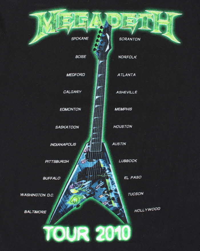 Vintage MegaDeth Dave Mustaine 2010 Tour Anvil Pre Shrunk Crewneck T-Shirt - L