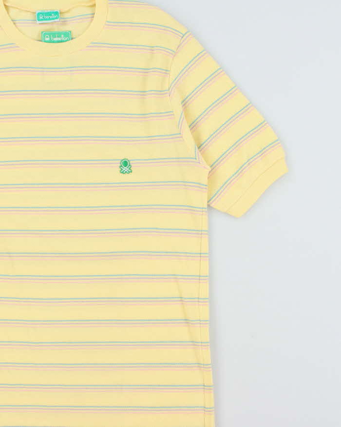 DSWT 1980s Benetton Stripe Thick Cotton T-shirt - L