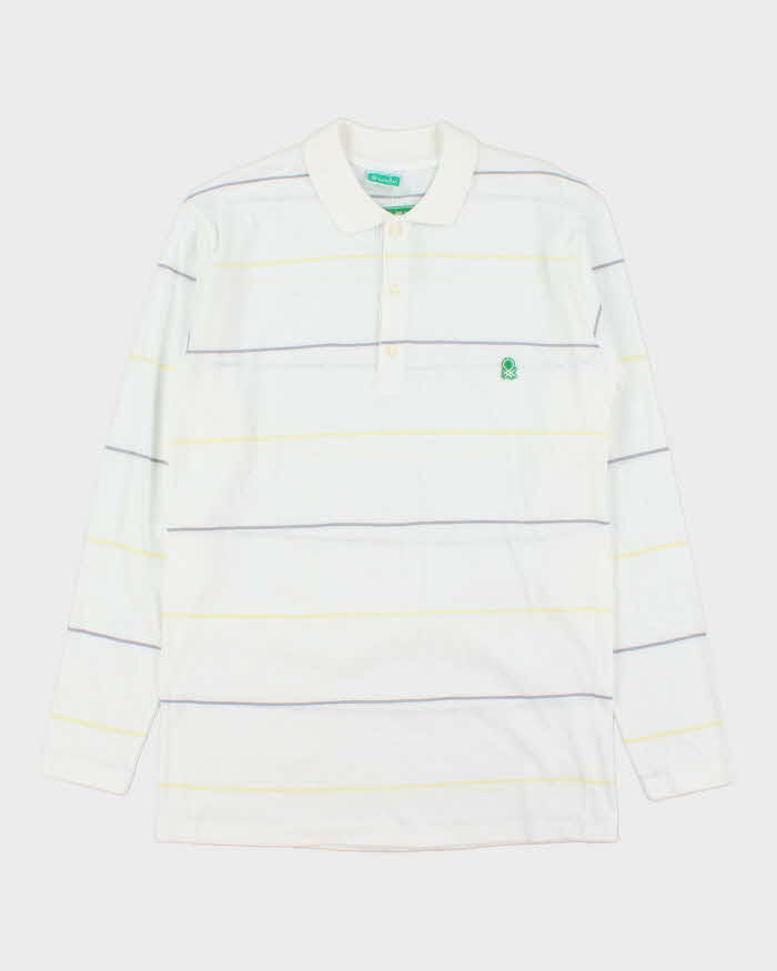DSWT 1980s Benetton Long Sleeve Polo Shirt - M