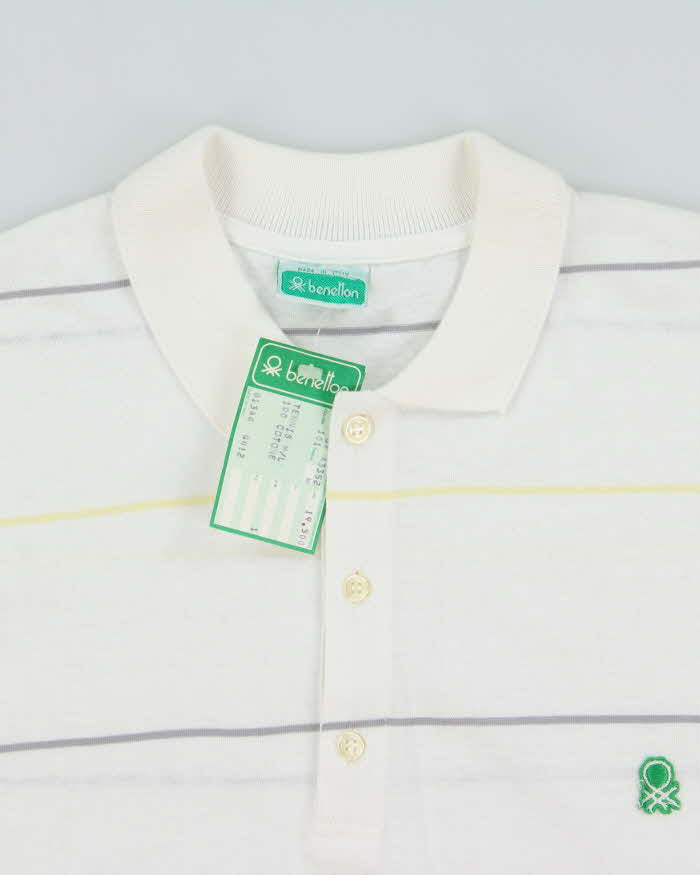 DSWT 1980s Benetton Long Sleeve Polo Shirt - M