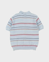 Vintage 1990s Polo Ralph Lauren Baby Blue Crochet Short Sleeve Polo Shirt - L