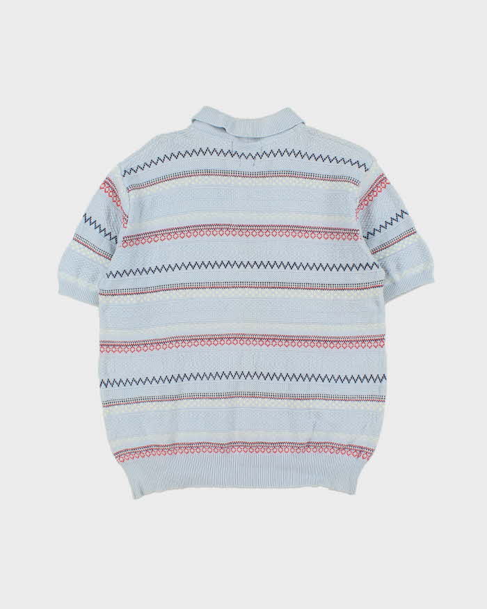 Vintage 1990s Polo Ralph Lauren Baby Blue Crochet Short Sleeve Polo Shirt - L