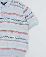 Vintage 1990s Polo Ralph Lauren Baby Blue Crochet Short Sleeve Polo Shirt - L