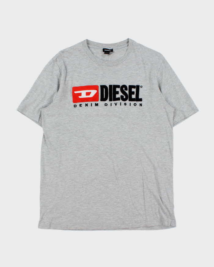 Vintage Diesel Embroidered Marl Grey Crewneck T-Shirt - L