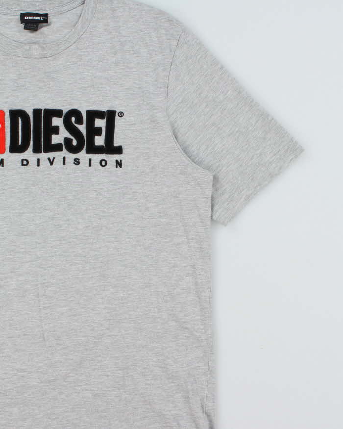 Vintage Diesel Embroidered Marl Grey Crewneck T-Shirt - L