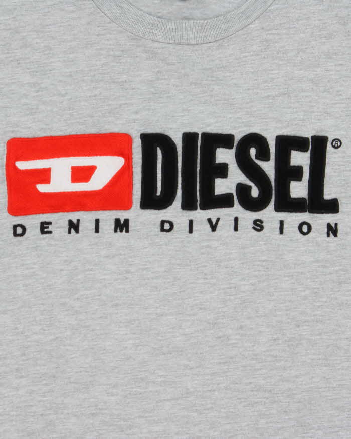 Vintage Diesel Embroidered Marl Grey Crewneck T-Shirt - L