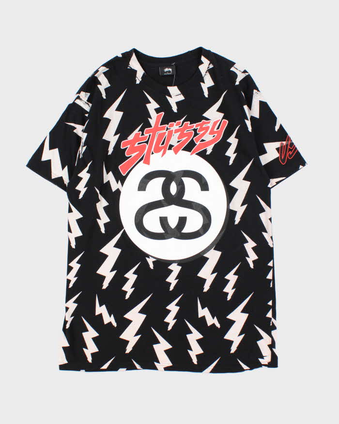 Vintage Stussy Tribe 8 Ball USA Lighting Crewneck T-Shirt - L