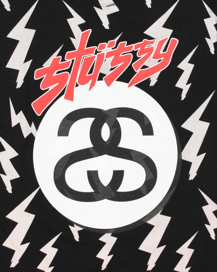 Vintage Stussy Tribe 8 Ball USA Lighting Crewneck T-Shirt - L