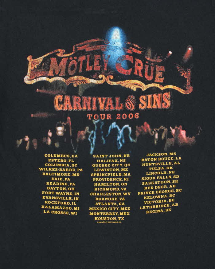 Vintage 2006 Motley Crew Carnival Of Sins Tour Anvil Crewneck T-Shirt - S