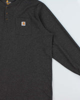 Vintage Carhartt Grey Marl Original Fit Long Sleeve Henley T-Shirt - XXXL