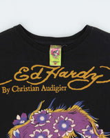 Vintage Y2K 00s Ed Hardy Christian Audiger Made In USA Crewneck T-Shirt - S