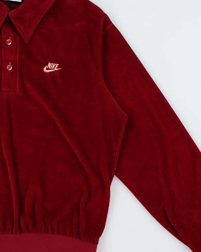 Vintage 1978 Nike Velour Made In USA Long Sleeve Polo Shirt - XL