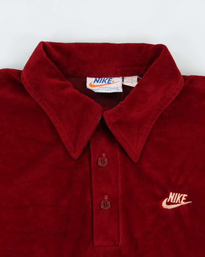 Vintage 1978 Nike Velour Made In USA Long Sleeve Polo Shirt - XL