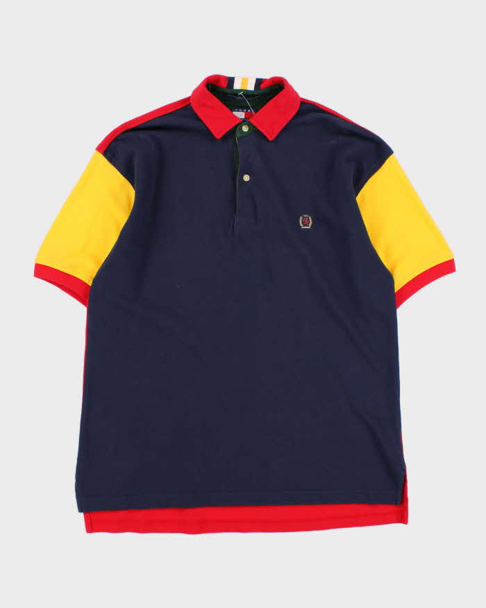 Vintage 1990s Tommy Hilfiger Colour Block Polo Shirt - M