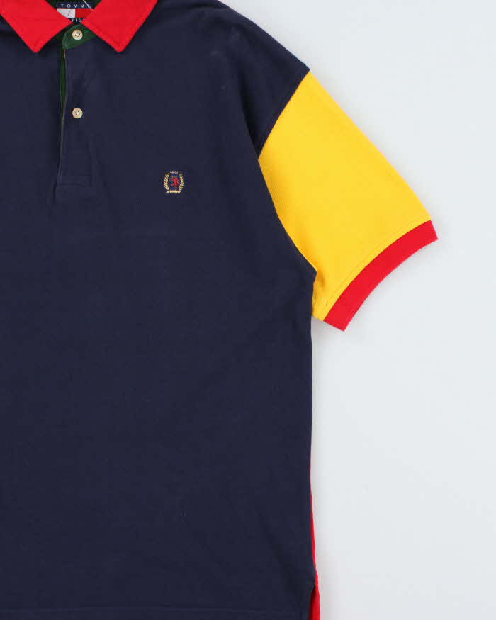 Vintage 1990s Tommy Hilfiger Colour Block Polo Shirt - M