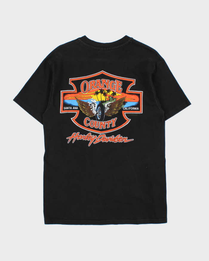 Vintage 1990 Harley Davidson Made In USA Orange County Hanes Beefy Single Stitch Crewneck T-Shirt - M