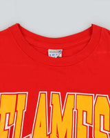 Vintage 1990 Calgary Flames NHL Single Stitch Trench Crewneck T-Shirt - XL