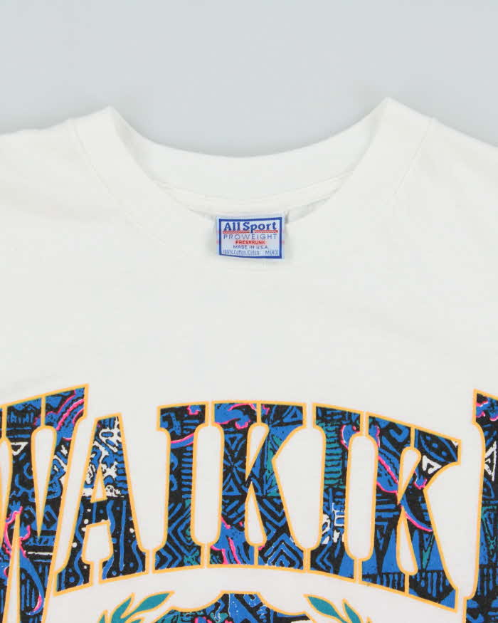 Vintage 1990s Waikiki Beach All Sport Pro Weight Made In USA Single Stitch Crewneck T-Shirt - M